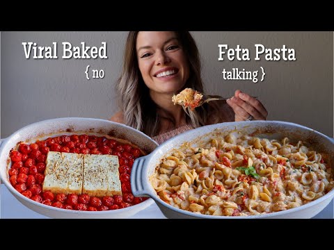 Viral Baked Feta Pasta MUKBANG | No Talking (Talking Removed)