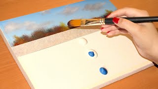 How To Paint a Reflected Autumn Forest in Lake Step By Step 🍂