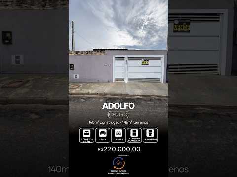 CASA 3 QUARTOS + PLANEJADOS | ADOLFO/SP (CENTRO) 🔑#casa #adolfosp