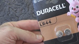 Duracell LR44 Alkaline Button Batteries 1.5V 2 pcs Unboxing and Test