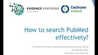How to search PubMed effectively