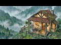 House On The Hill During A Storm Studio Ghibli Style