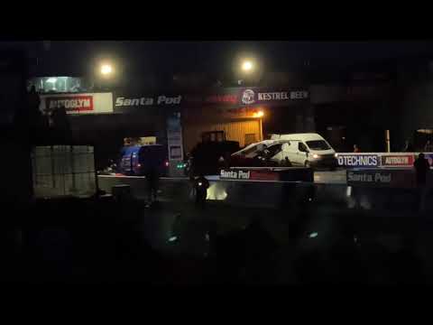 FireForce5 vs. Firestorm, Jet Cars at nighttime, Santa Pod Euro Finals Shootout, September 2021