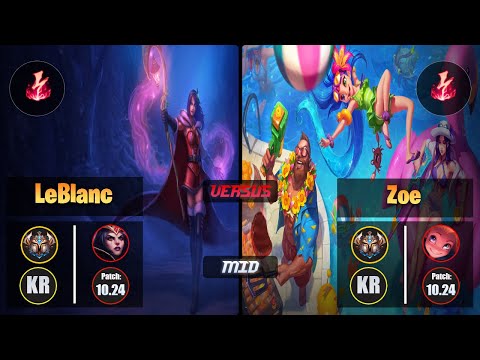 Challenger LEBLANC [Electrocute] (Mid) VS  ZOE - Challenger KR Patch 10.24