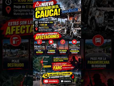 ​🚨 ¡ÚLTIMA HORA! Carro bomba destruye peaje en El Bordo, Cauca
