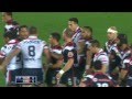Konrad Hurrell looks for a fight with Sonny Bill Williams - Roosters V Warriors 2013