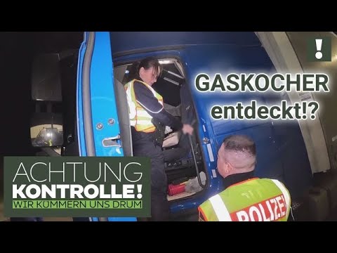 ABSOLUT verboten! ❌ LKW Fahrer hat GASKOCHER im Fahrerhaus!  | Achtung Kontrolle