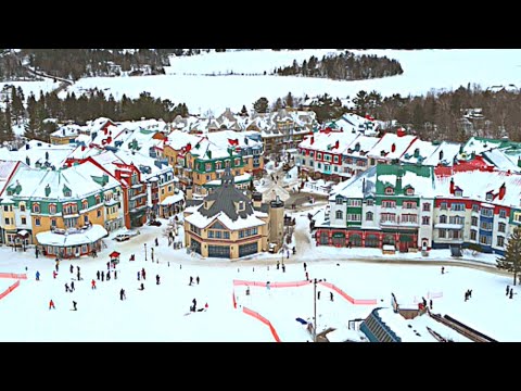 [4K]🇨🇦 Mont-Tremblant: a estação de esqui mais bonita⛷️ da América do Norte👍💗 fevereiro de 2023