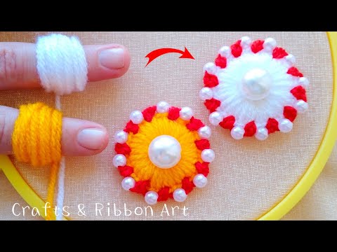 Amazing Woolen Flower Making Ideas with Finger - Hand Embroidery Easy Trick - DIY Woolen Flowers