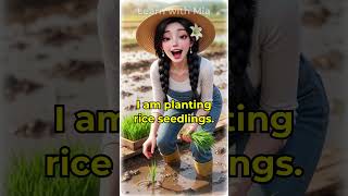 🌾 Learn English on a Rice Farm! Plow, Plant & Water Vocabulary! 👩‍🌾🚜 # #nativeenglish
