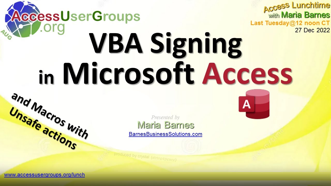 AL: VBA Signing in Microsoft Access, by Maria Barnes