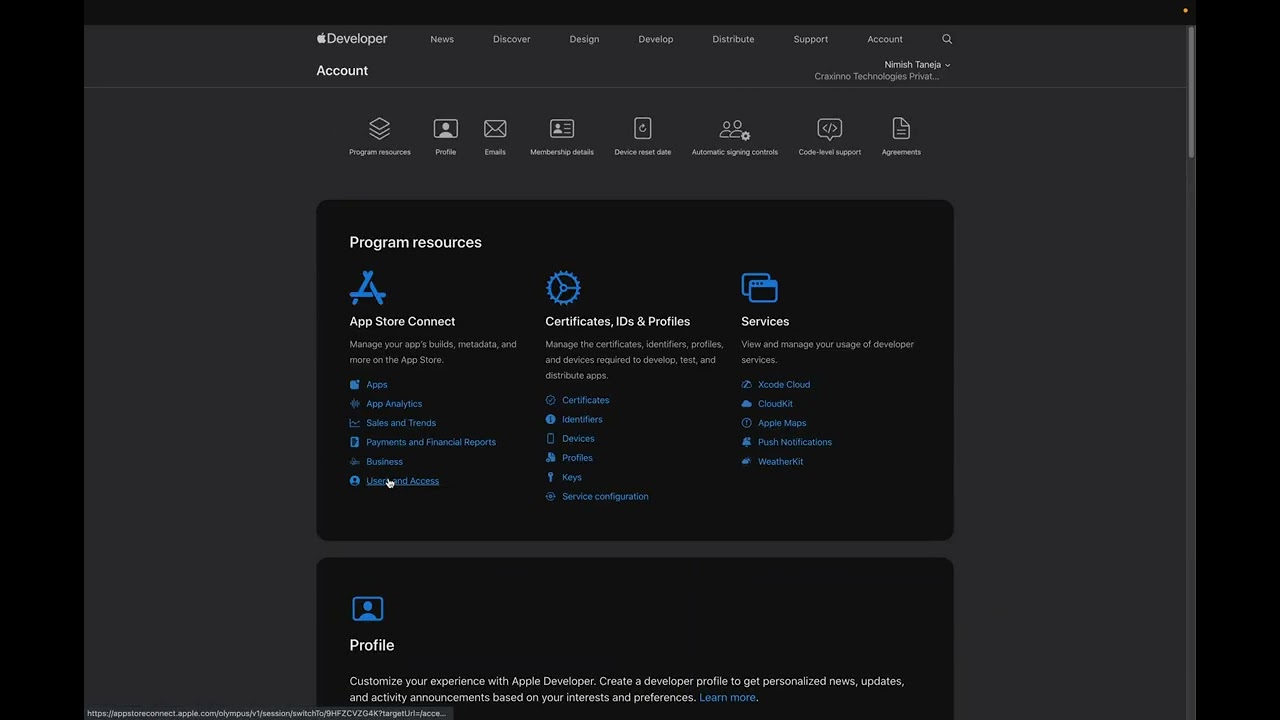 Granting Access to Your Apple Developer Account.