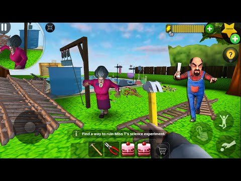 with Nick and Tani troll Miss T so funny in Scary Teacher 3D (android, ios)