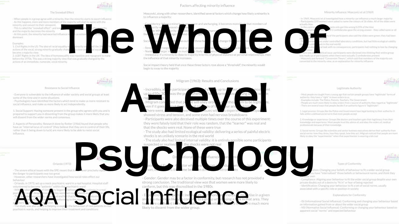 The Whole of AQA A-Level Psychology | Social Influence | Revision for Exams