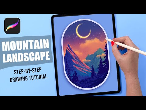 Draw a Moody Mountain Landscape - Easy Procreate Painting Tutorial