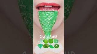 ASMR GREEN EMOJI FOOD sprinkle honey jelly sea grape kohakuto mukbang eating sounds