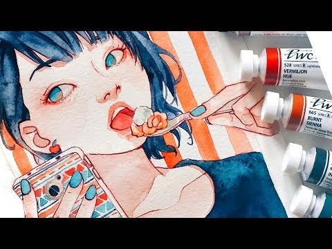 watercolor painting caramel pie step by step instructions by ashiyaart
