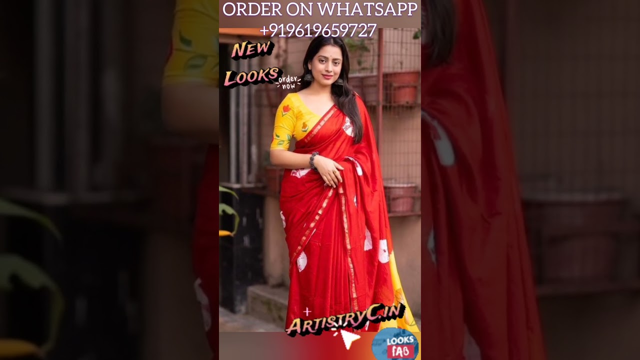 Akshara Style Red Yellow Chanderi Cotton Saree ₹1990? Latest Hand Print Saree 2025! WhatsApp +919619659727