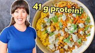 This healthy vegan bowl has 41g protein! 💪🏼🌱 High protein vegan meals