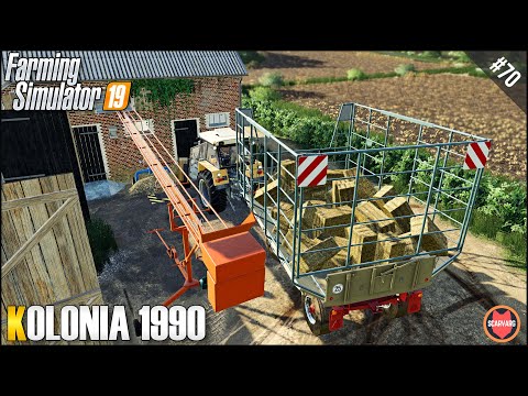 Loading small bales on the conveyor, Ursus 1614 ⭐ Kolonia 1990 #70 ⭐ Farming Simulator 19 Timelapse