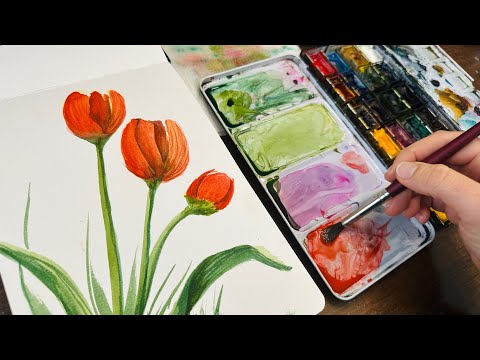 Watercolor Journal Day 190 (Tulips)