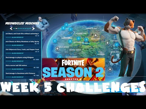 (Chapter 2) ALL Week 5 Challenges Guide - Season 2 - Fortnite Battle Royale (Meowscles Mischief Pt1)