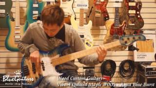 Video thumbnail for Blue Guitars - Wood Custom Guitars Vibe-4 Quilted Maple #005 - Aqua Blue Burst by Blue Guitars