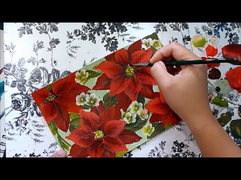 How to Paint Poinsettia (Acrylic Paint)