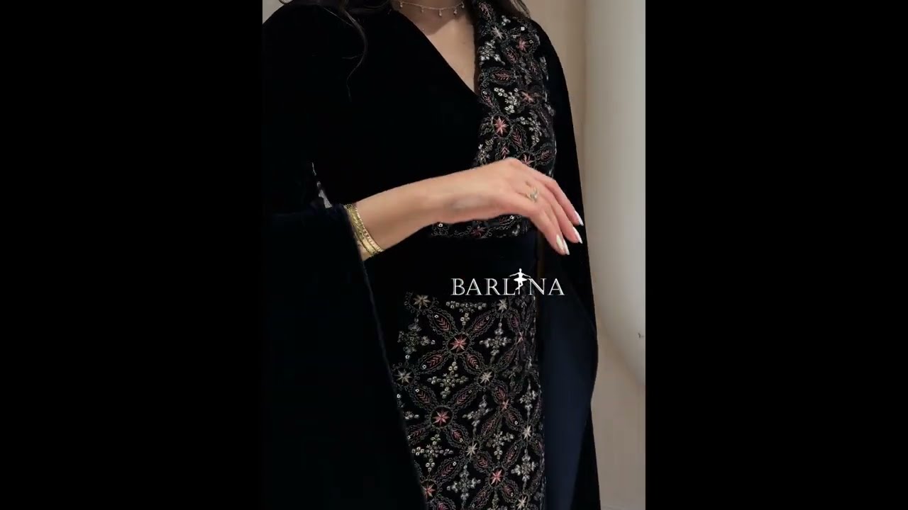 Navy velvet wrap-style jalabiya - XXL