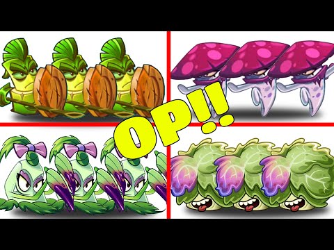 PvZ 2 4 Super Team Plants Vs Team Zombies - Bamboo Spartan Vs Night Cap Vs Porka Vs Headbutter