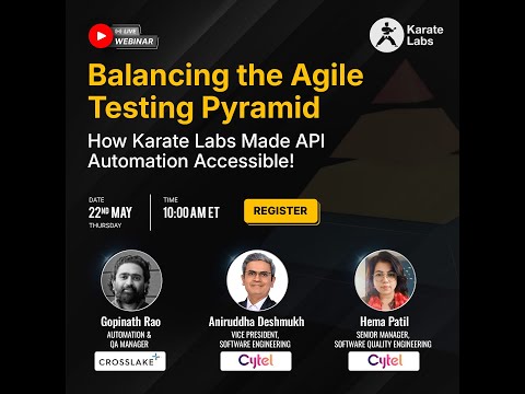 Aniruddha Deshmukh, Hema Patil, and Gopinath Rao presenting Balancing the Agile Testing Pyramid with Karate Labs