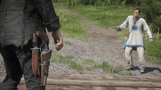 This is what happens if Arthur has a Sawed-Off Shotgun instead of a Revolver