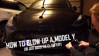 How to jumpstart a DEAD Tesla Model Y, and get taunted by Elon!