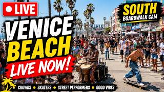 🔴 Venice Beach Cam LIVE NOW 24/7 🌴 South Boardwalk Crowds & Beach Action live webcam