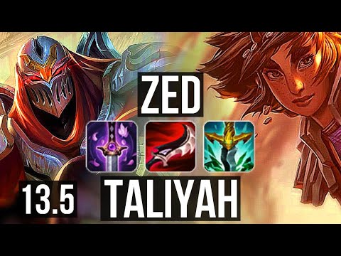 ZED vs TALIYAH (MID) | 8/1/9, Rank 7 Zed, 1100+ games, 1.4M mastery | KR Challenger | 13.5