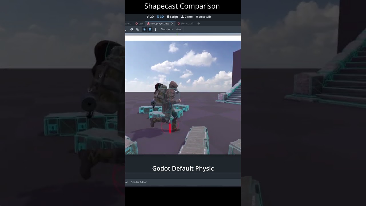 Jolt vs Default physic Shapecast3D comparison