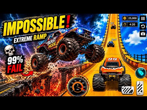 😈 99% FAIL! Monster Truck Extreme Ramp Gameplay 💨