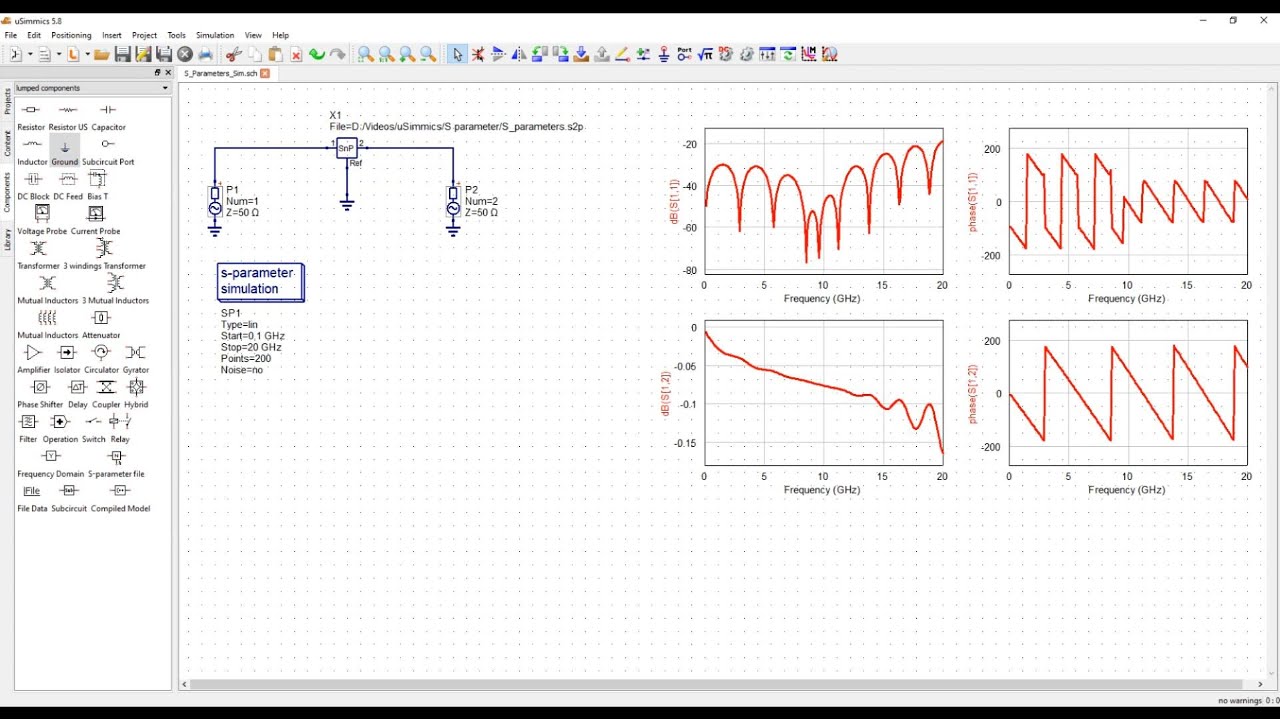 uSimmics Tutorial 1: 2-Port S-Parameters Simulation