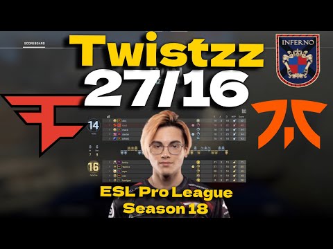 CSGO POV FaZe Twistzz (27/16) vs fnatic (Inferno) @ ESL Pro League Season 18