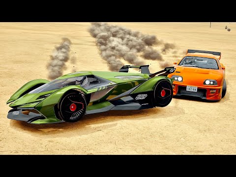 Lamborghini V12 Vision GT vs Toyota Supra Monster - Drag Race 10 KM