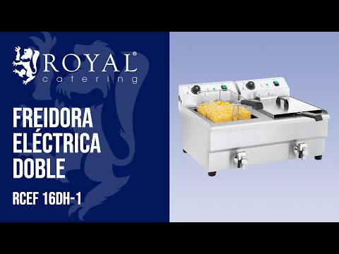 vídeo - Freidora eléctrica doble - 2 x 16 L con grifo de vaciado
