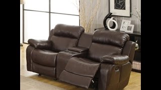 darrin leather reclining loveseat with console