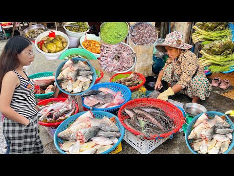 Freshness Fish Market in Phnom Penh - Cheap Breakfast, Lunch, Fruits, Vegetables, Meats 
