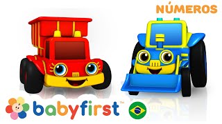 Novo programa - O 123, e já! | Contando animais de 1 a 10 | Carros de corrida + | BabyFirst Brasil