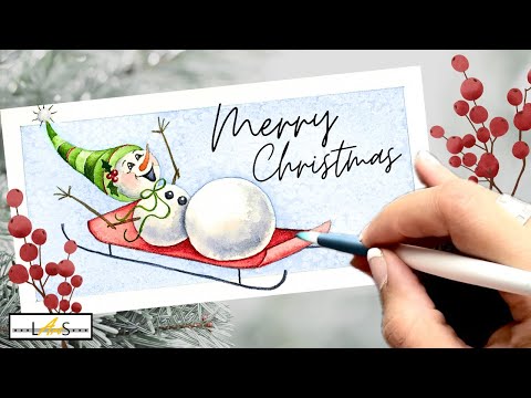 ATTENTION! Christmas Card GUARANTEED to Bring Smiles! Easy Watercolor Christmas Card for  Beginners!