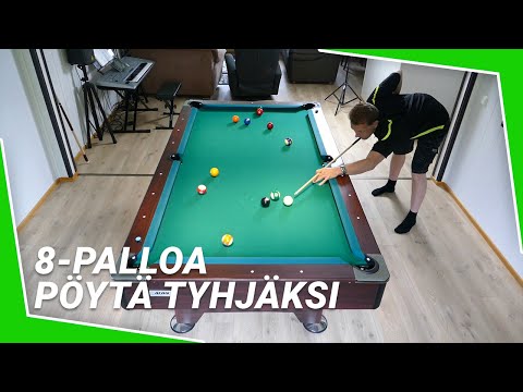 Kaksi sarjaa 8-palloa, lopussa pöytä tyhjäksi
