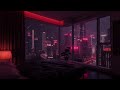 TechnoTopia Calm Red Room City Lights View Relaxing Soothing Background Rain Sounds 1 Hour