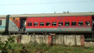 preview picture of video 'Some unknown LHB coach train crossing shahganj crossing'