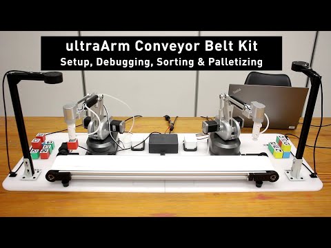 ultraArm P340 | Explore How the ultraArm Conveyor Belt Kit Setup, Debugging, Sorting and Palletizing