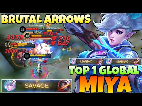 SAVAGE PERFECT Miya Brutal Arrows 100% No Mercy! Miya Best Build 2021 | Top 1 Global Miya | MLBB